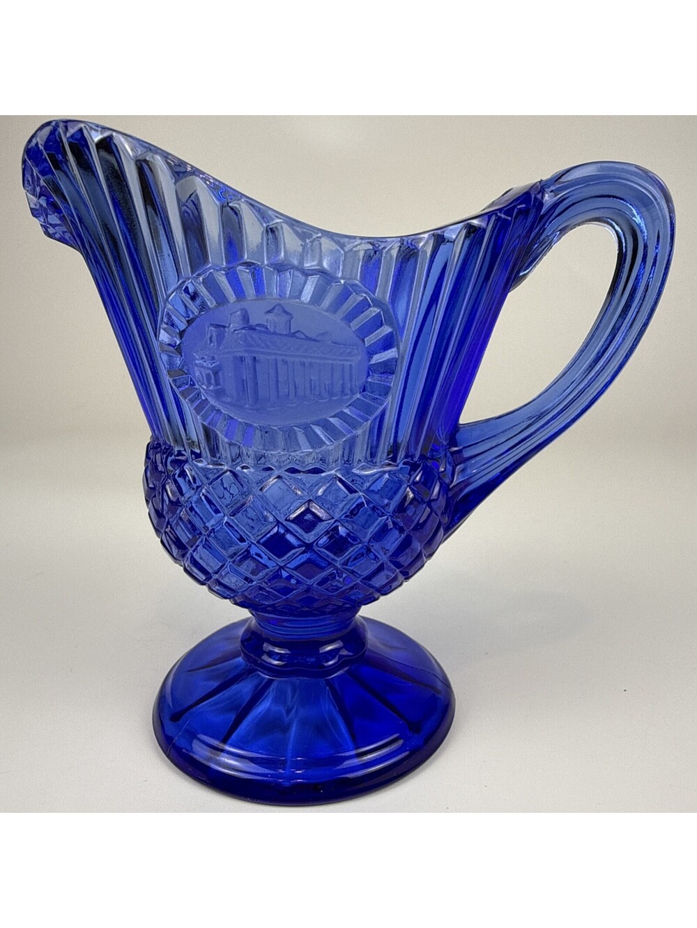 Vtg  1976 Fostoria Glass Avon Cobalt Blue Small Pitcher coffee  creamer